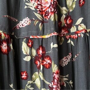 Anthropologie Floral Midi Dress - Gray-green and Red/Pink. Never worn.